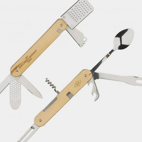 Camping Tool, Hiking Tool, 12-in-1 Stainless Steel Multi Tool, wood handles - Picture 5 of 10